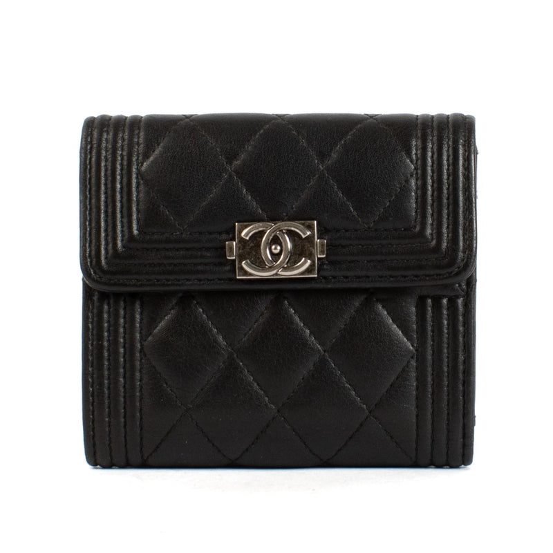 Chanel Black Calfskin Boy Small Flap Wallet