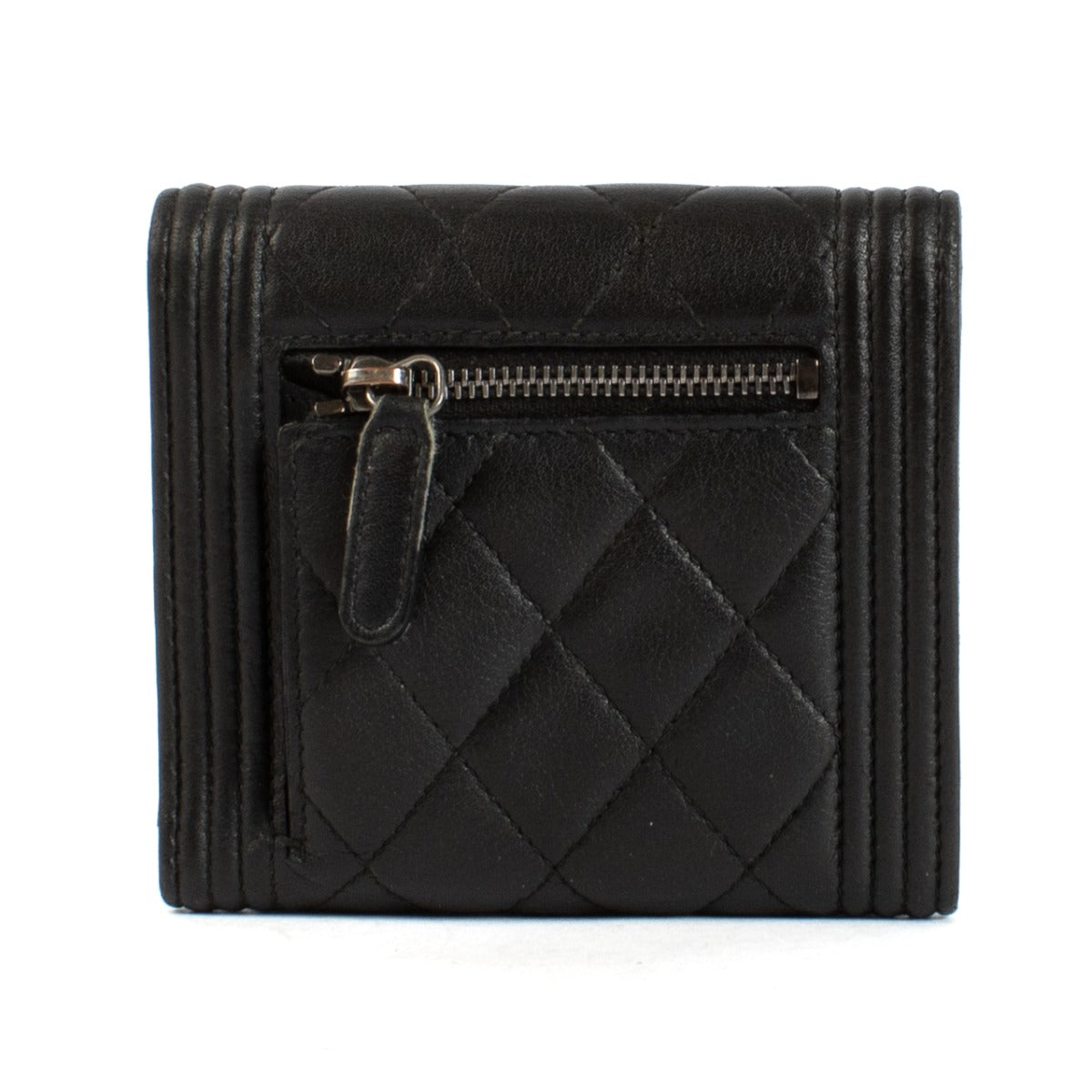 Portefeuille à rabat Chanel Boy petit modèle en veau noir
