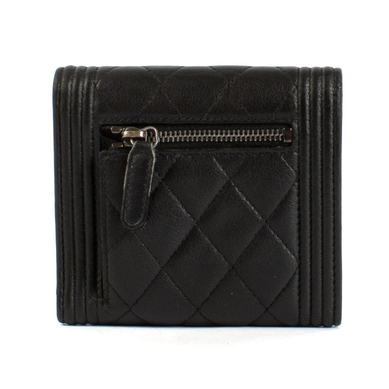 Chanel Black Calfskin Boy Small Flap Wallet