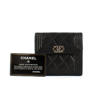 Chanel Black Calfskin Boy Small Flap Wallet