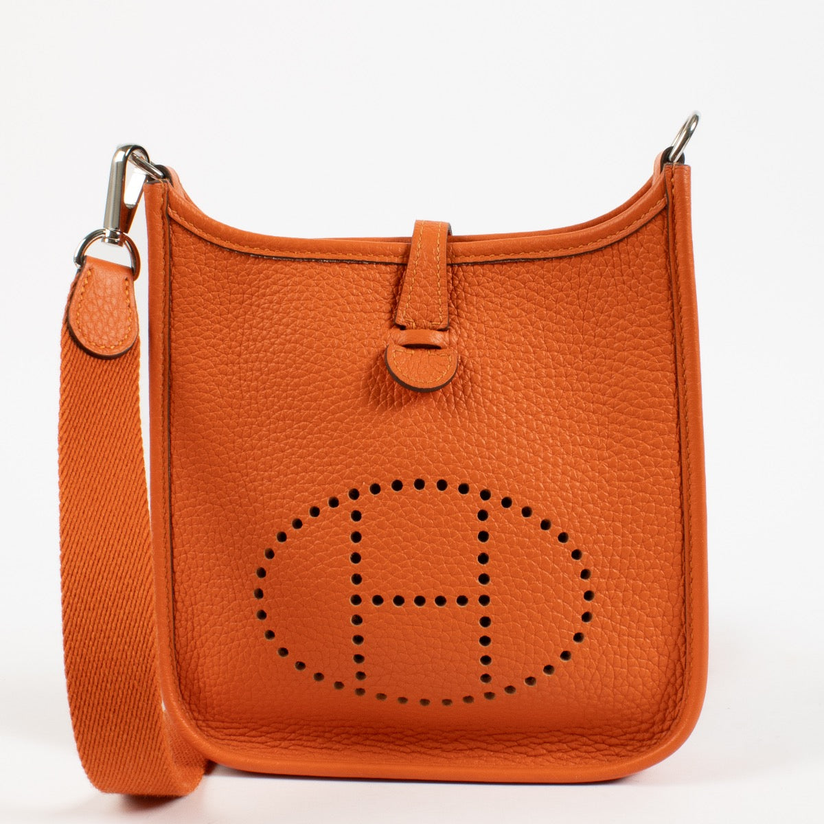 shop 100% authentic second hand Hermès Evelyne 16 Orange Clemence PHW on Labellov.com