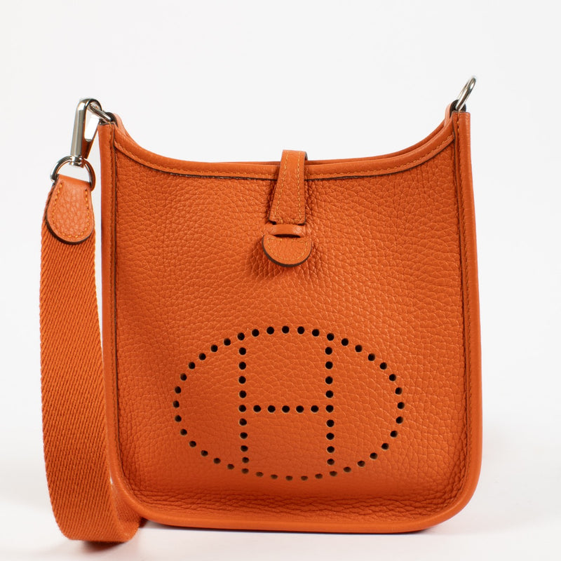 shop 100% authentic second hand Hermès Evelyne 16 Orange Clemence PHW on Labellov.com