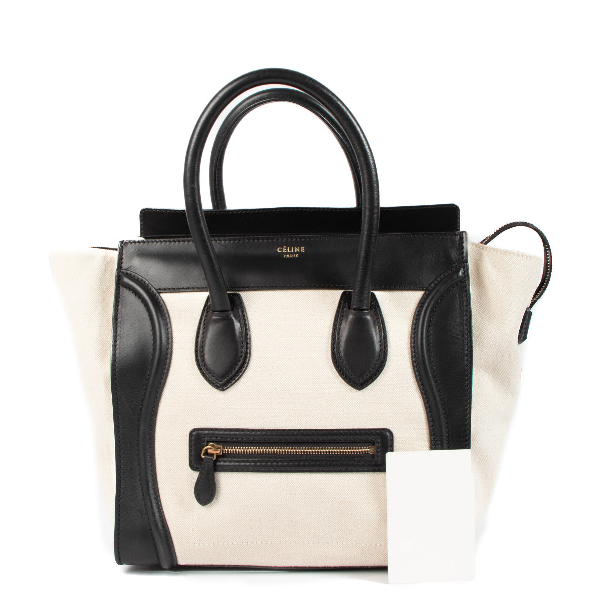 Sac Céline Mini Luggage en Toile et Cuir à Poignée Supérieure
