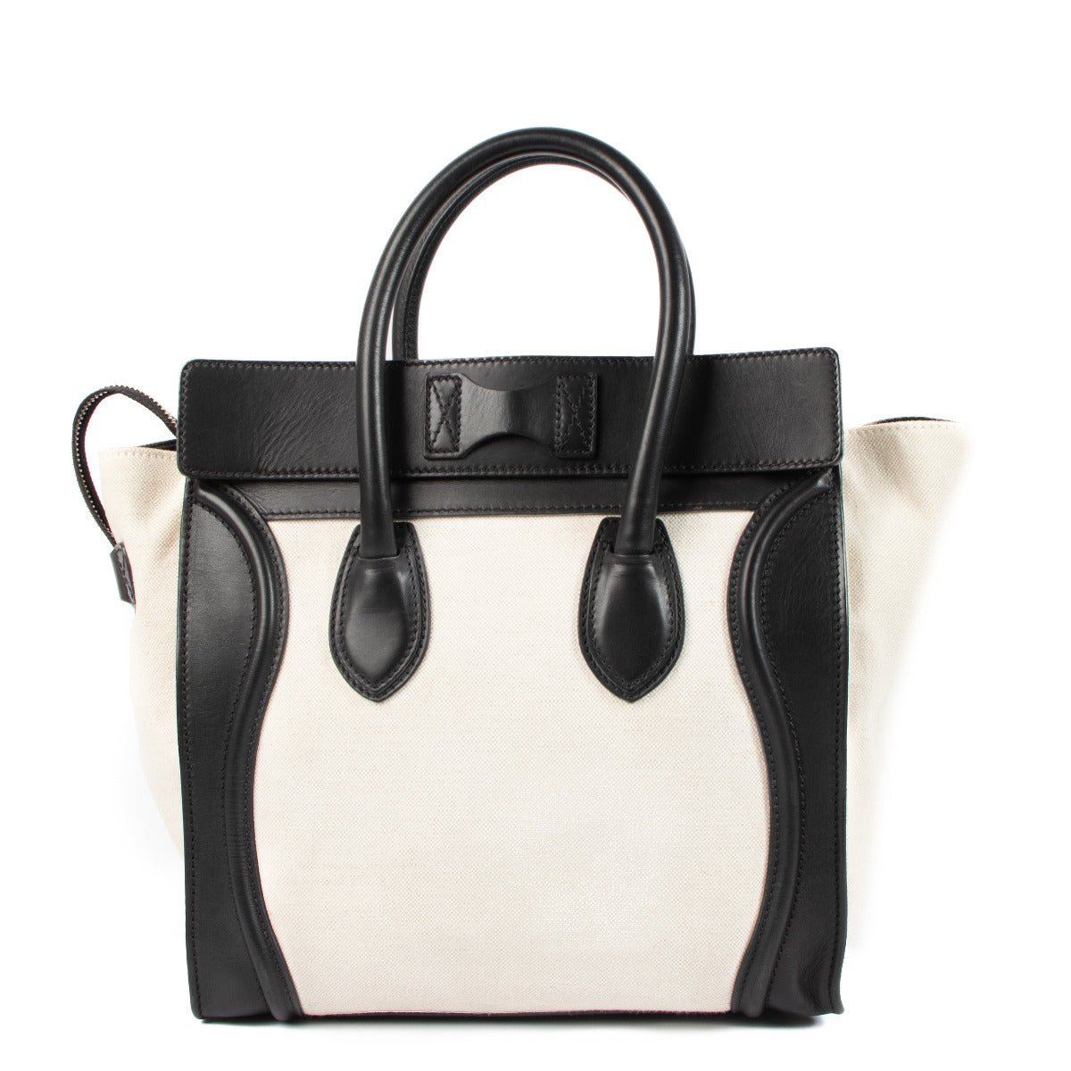 Sac Céline Mini Luggage en Toile et Cuir à Poignée Supérieure