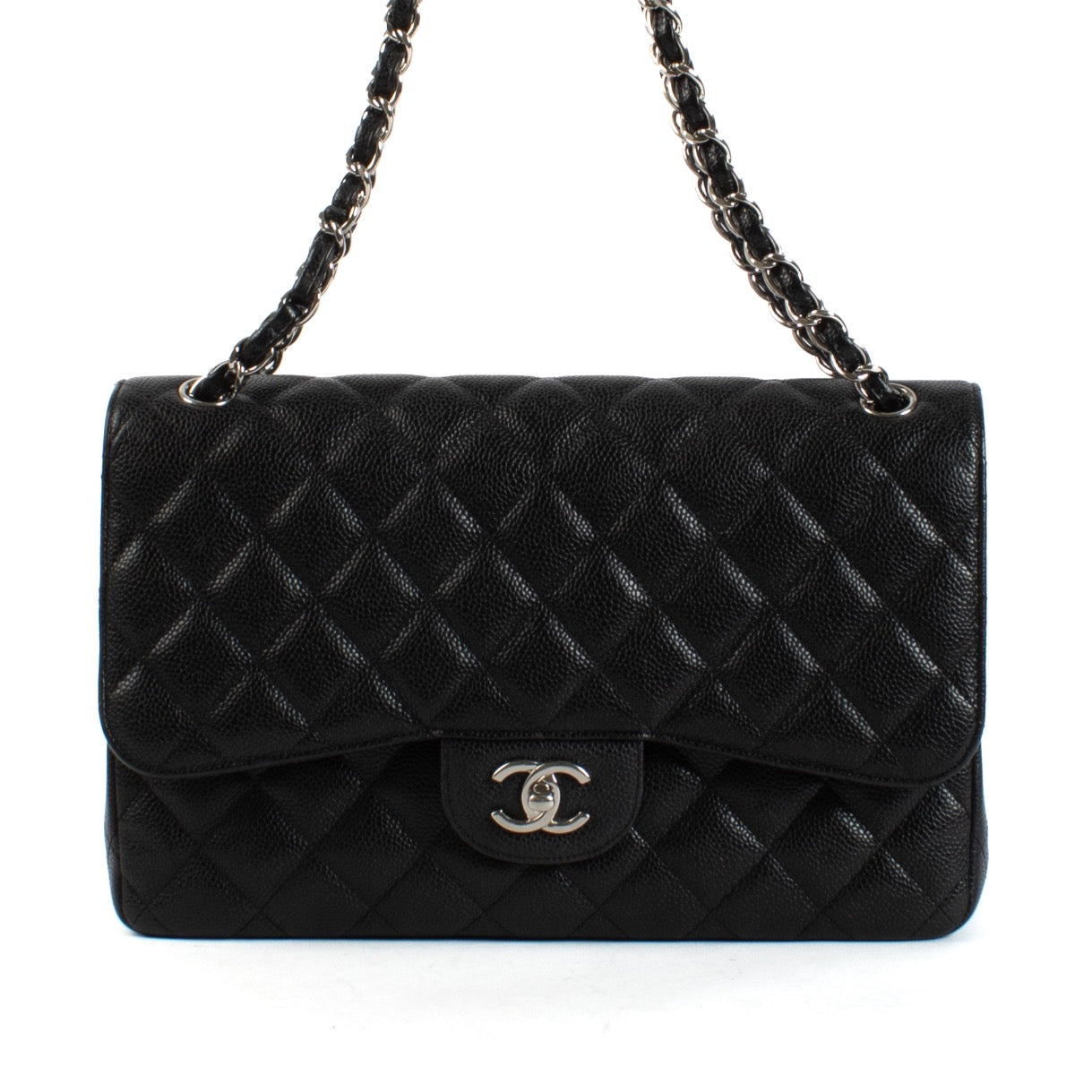 Shop safe online at Labellov in Antwerp, Brussel and Knokke this 100% authentic second hand Chanel Black Caviar Large Classic Flap Bag