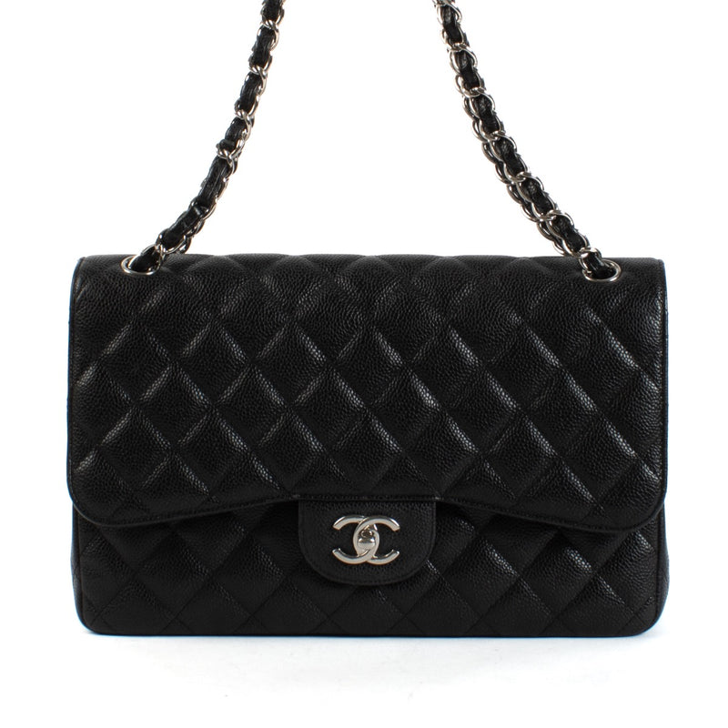 Shop safe online at Labellov in Antwerp, Brussel and Knokke this 100% authentic second hand Chanel Black Caviar Large Classic Flap Bag
