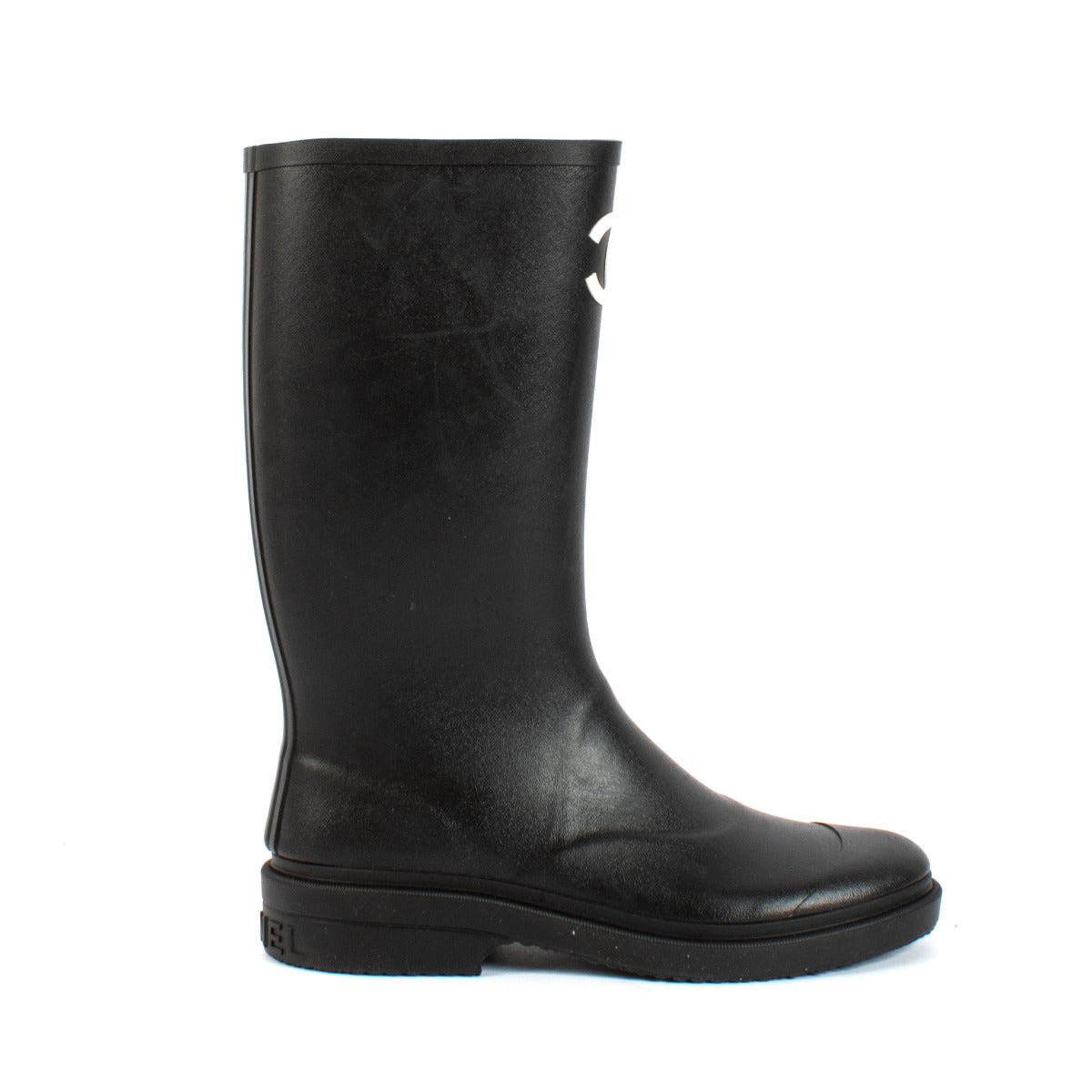 Chanel 22K Black Caoutchouc Rain Boots - Size 40