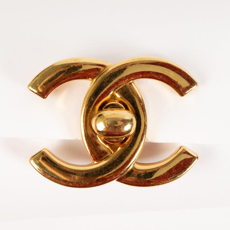 Chanel 96P Gold CC Turnlock Clasp Brooch