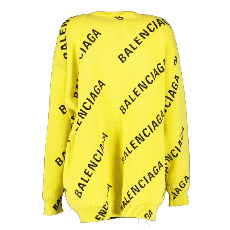 Balenciaga Yellow Allover Logo Sweater