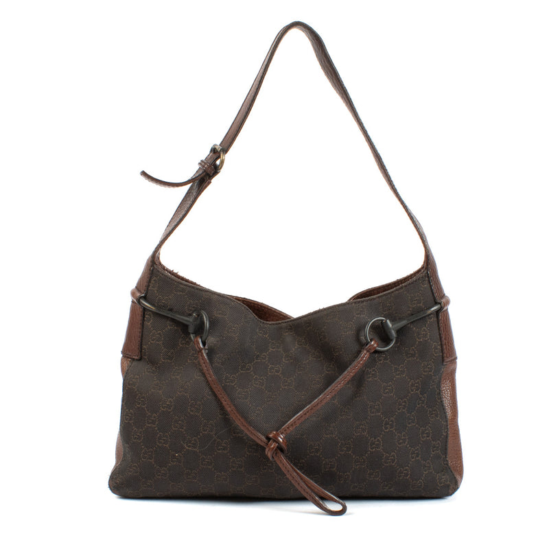 Gucci Brown GG Canvas Horsebit Shoulder Bag