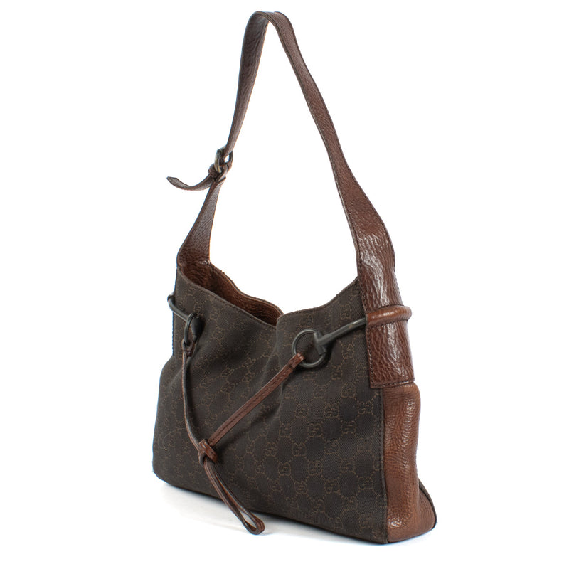 Gucci Brown GG Canvas Horsebit Shoulder Bag