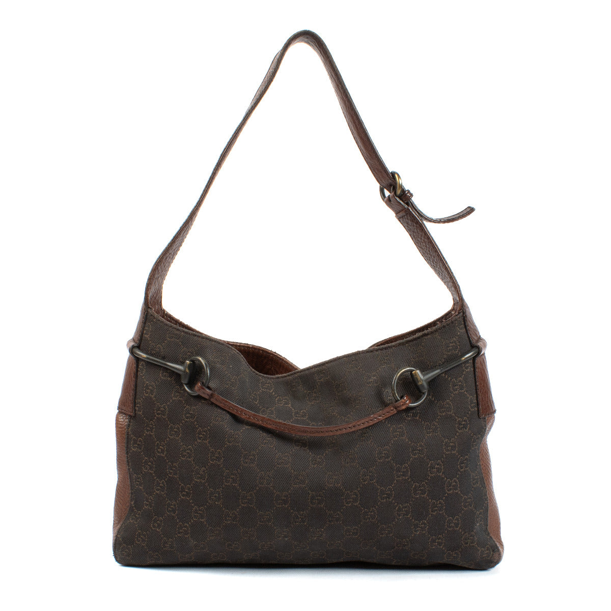 Gucci Brown GG Canvas Horsebit Shoulder Bag