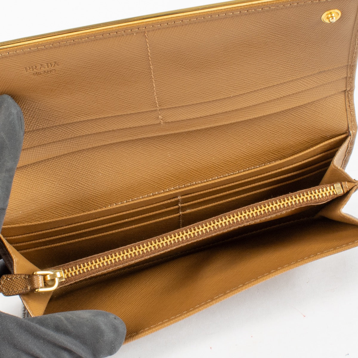 Portefeuille Saffiano Prada Chameau