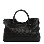 Shop safe online at Labellov in Antwerp, Brussels and Knokke this 100% authentic second hand designer Delvaux Black Toile De Cuir Panier Palais Shoulder Bag