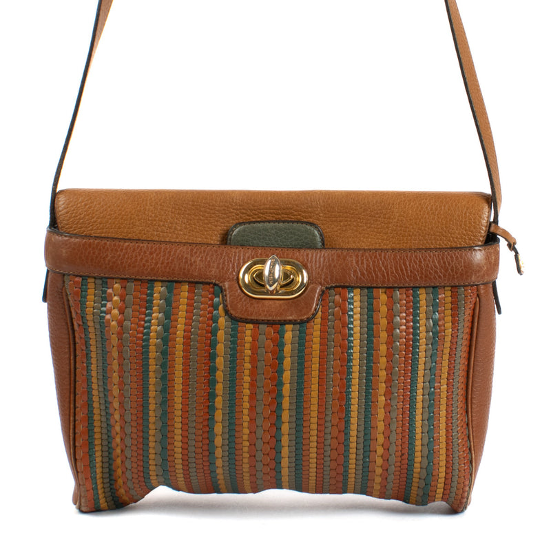 Delvaux Camel Toile de Cuir Merlot Bag