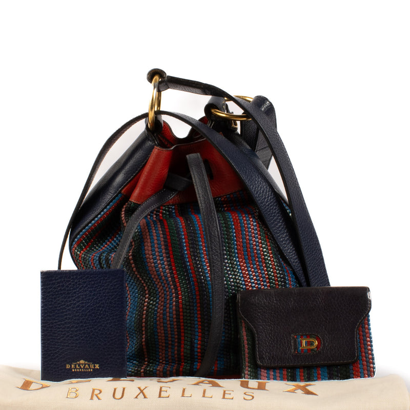Delvaux Multicolor Toile de Cuir Bucket Bag