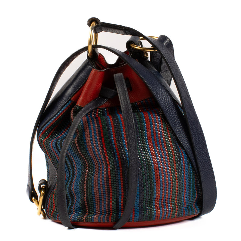 Delvaux Multicolor Toile de Cuir Bucket Bag