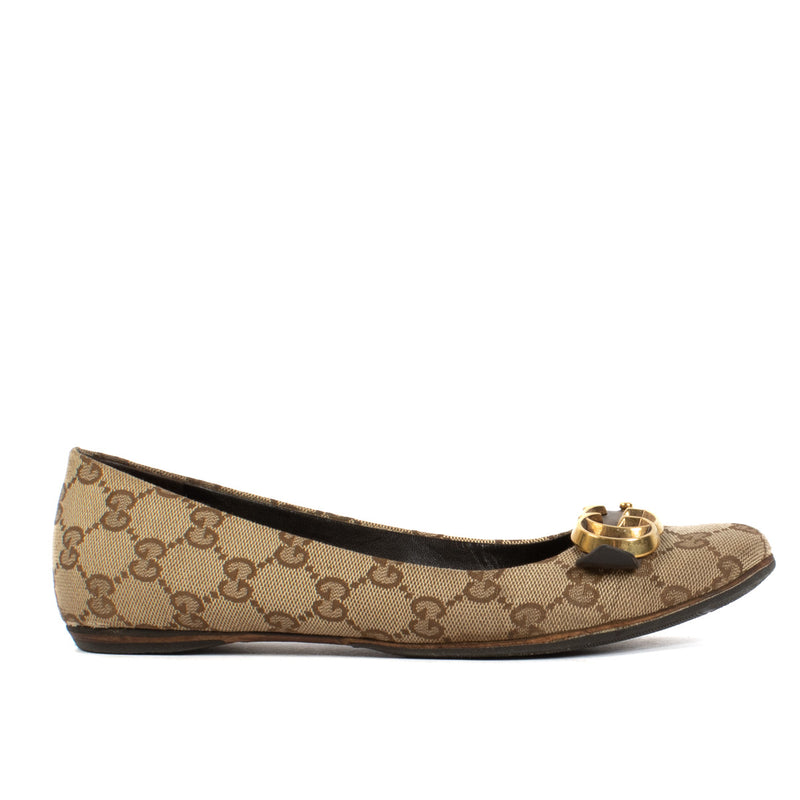 Gucci GG Canvas Ballerina Flats - size 37