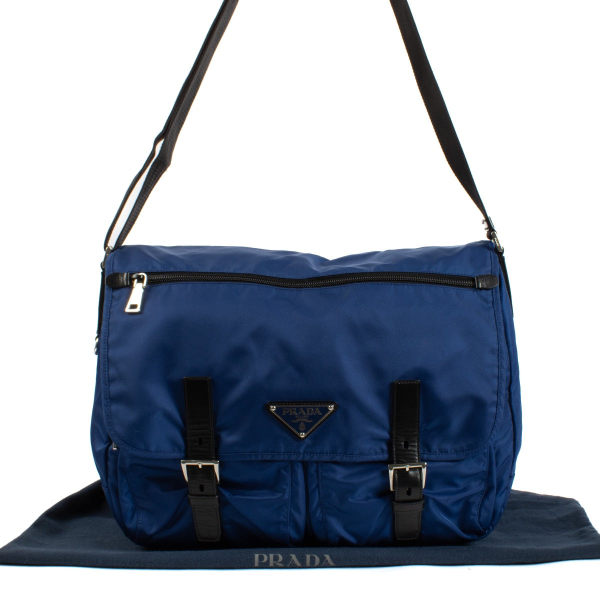 shop 100% authentic second hand Prada Blue Nylon Messenger Bag on Labellov.com