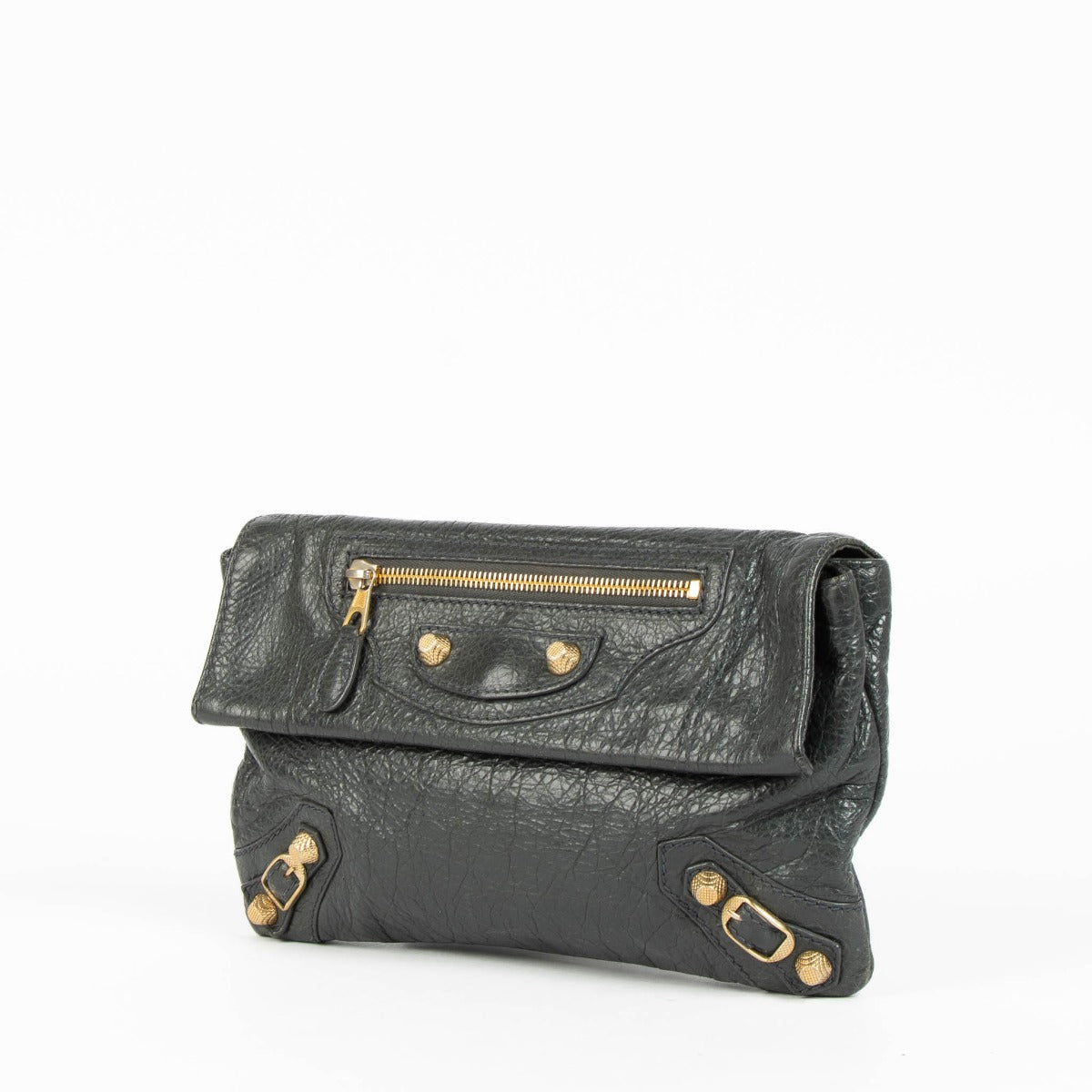 Shop this 100% authentic Balenciaga Gris Fossile Lambskin Motocross Giant 12 Envelope Clutch at Labellov.com