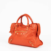 Shop this 100% authentic Balenciaga Vermillon Lambskin Motocross City Giant 12 Satchel Bag at Labellov.com