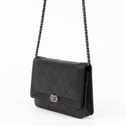Shop this 100% authentic Chanel Quilted Lambskin Boy Wallet On Chain at Labellov.com