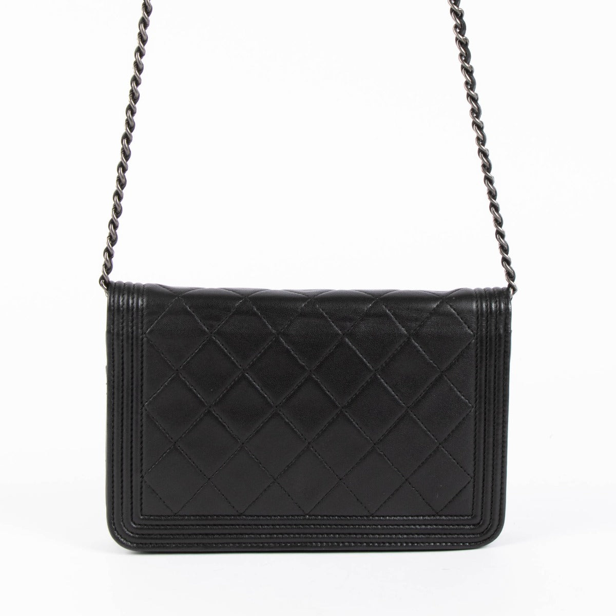 Shop this 100% authentic Chanel Quilted Lambskin Boy Wallet On Chain at Labellov.com