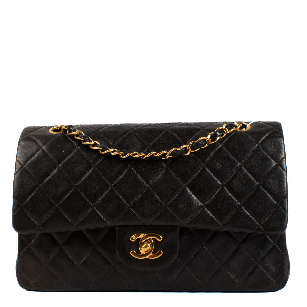 Chanel Vintage Black Lambskin Medium Classic Handbag