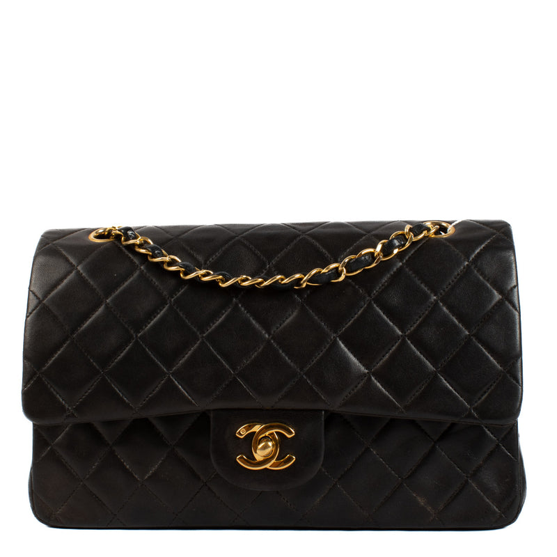 Chanel Vintage Black Lambskin Medium Classic Handbag
