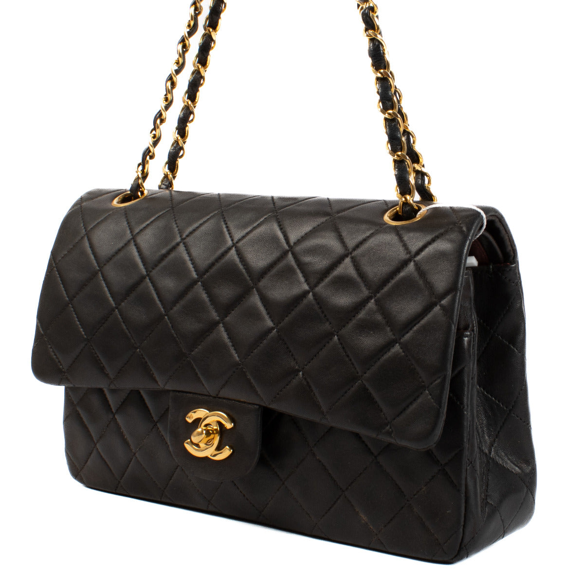 Chanel Vintage Black Lambskin Medium Classic Handbag