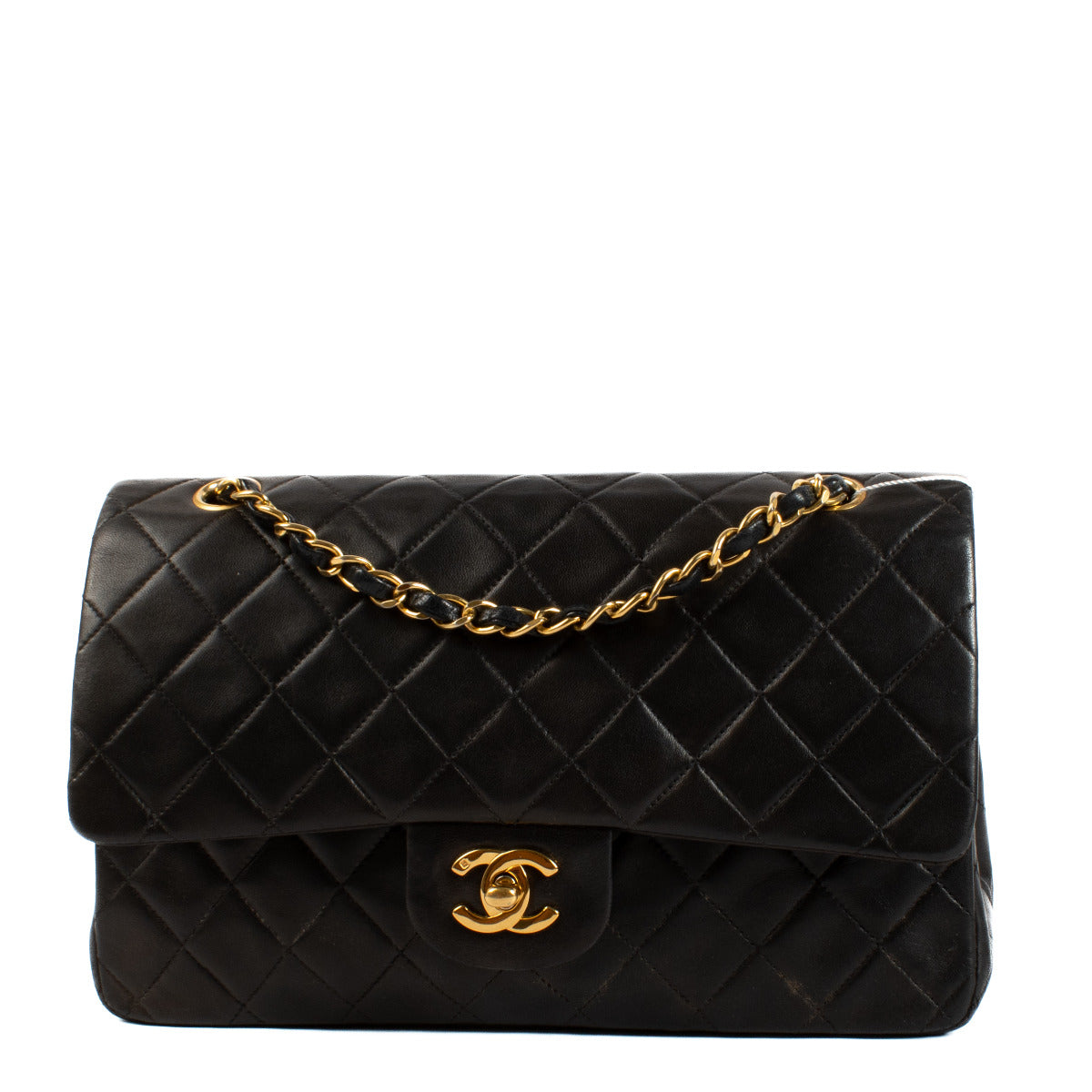 Chanel Vintage Black Lambskin Medium Classic Handbag