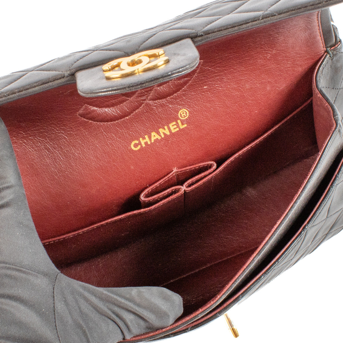 Chanel Vintage Black Lambskin Medium Classic Handbag