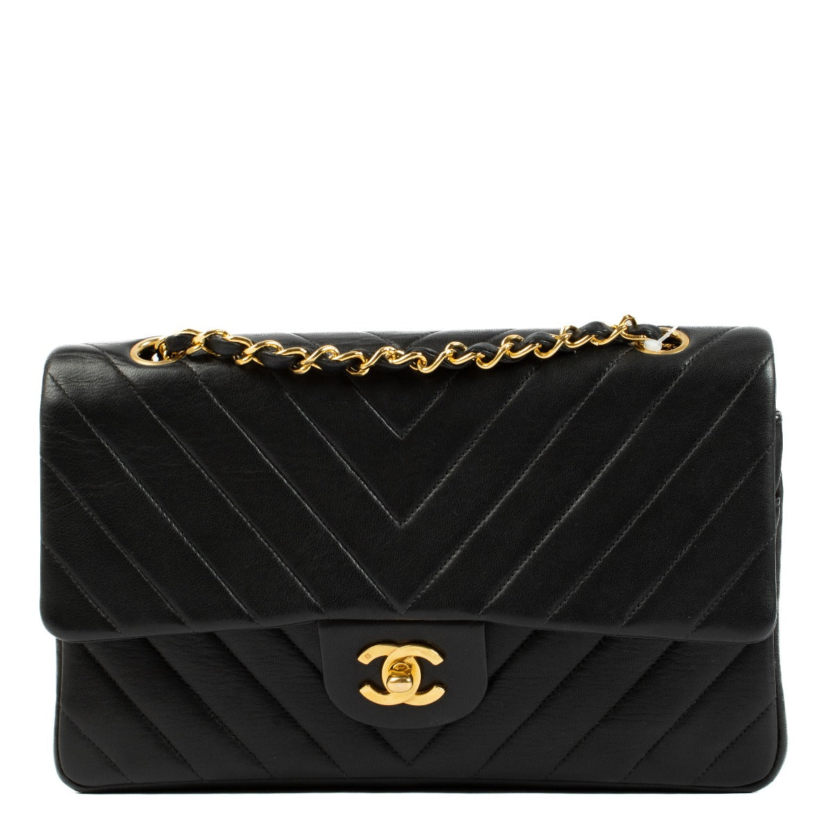 Shop 100% authentic secondhand Chanel Black Vintage Chevron Medium Classic Flap Bag on Labellov.com