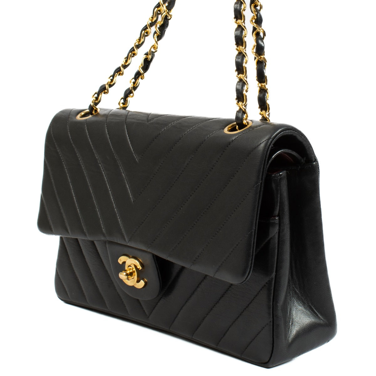 Shop 100% authentic secondhand Chanel Black Vintage Chevron Medium Classic Flap Bag on Labellov.com
