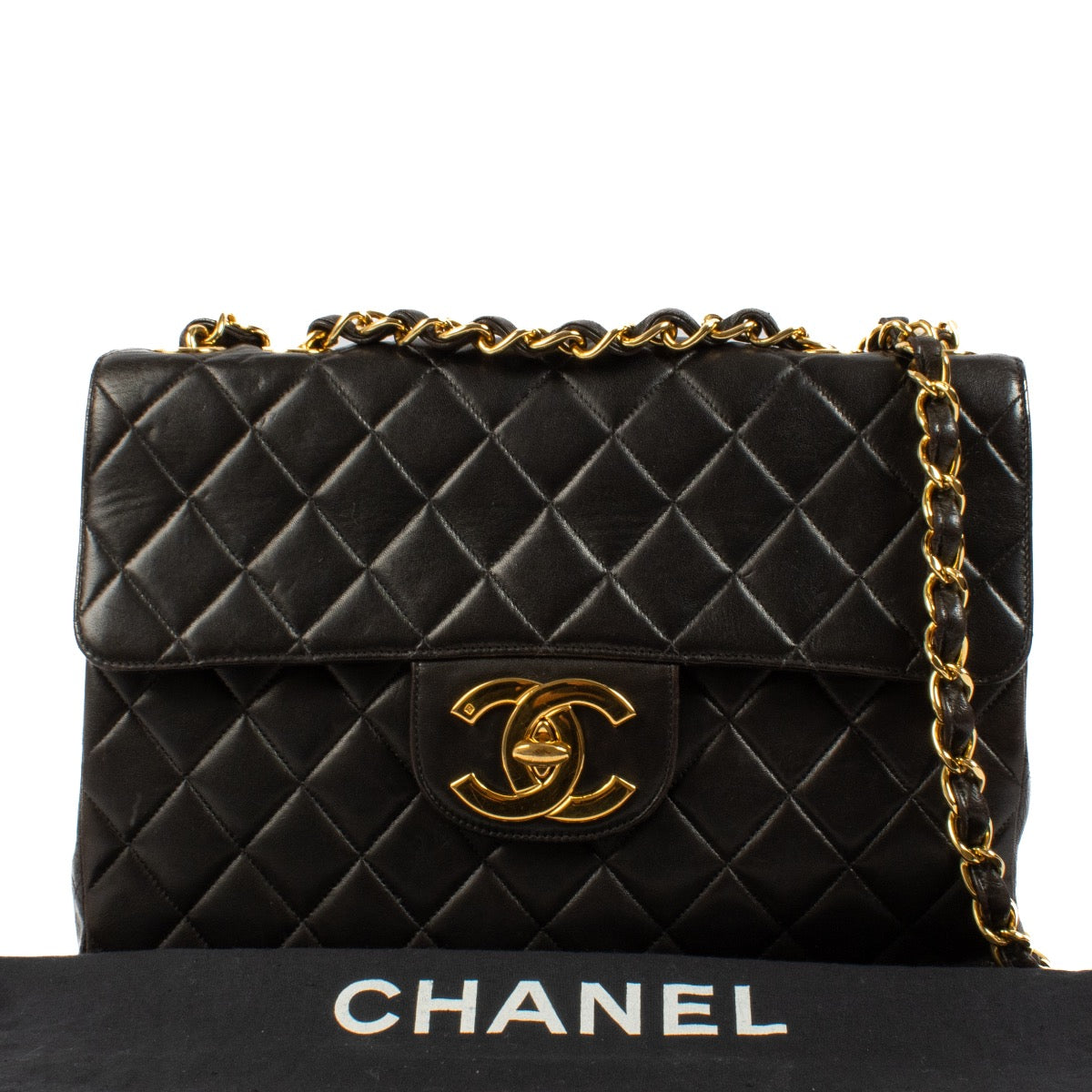 shop 100% authentic second hand Chanel Black Jumbo XL Classic Lambskin Single Flap on Labellov.com