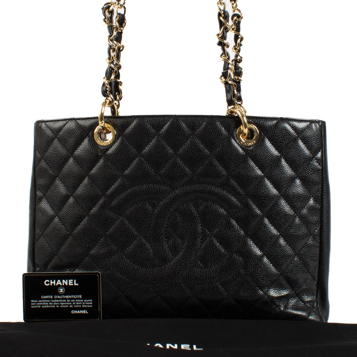 Buy authentic preloved Chanel Black Caviar Leather Grand Shopping Tote on Labellov.com