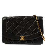 Shop the Chanel Black Lambskin Medium Diana Flap Crossbody with gold hardware at Labellov, a luxurious and timeless piece for any occasion.