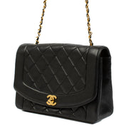 Shop the Chanel Black Lambskin Medium Diana Flap Crossbody with gold hardware at Labellov, a luxurious and timeless piece for any occasion.