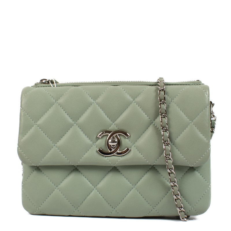 shop 100% authentic second hand Chanel Green Quilted Lambskin Daily Zippy Flap Clutch on Labellov.com