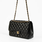 Shop this 100% authentic Chanel Black Lambskin Large/Jumbo Classic Double Flap Bag at Labellov.com