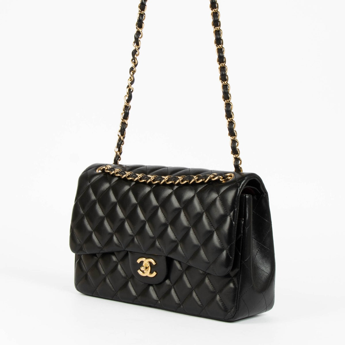 Shop this 100% authentic Chanel Black Lambskin Large/Jumbo Classic Double Flap Bag at Labellov.com