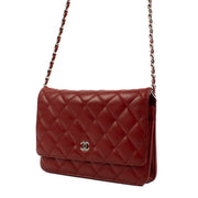 shop 100% authentic second hand Chanel Red Classic Lambskin Wallet On Chain on Labellov.com