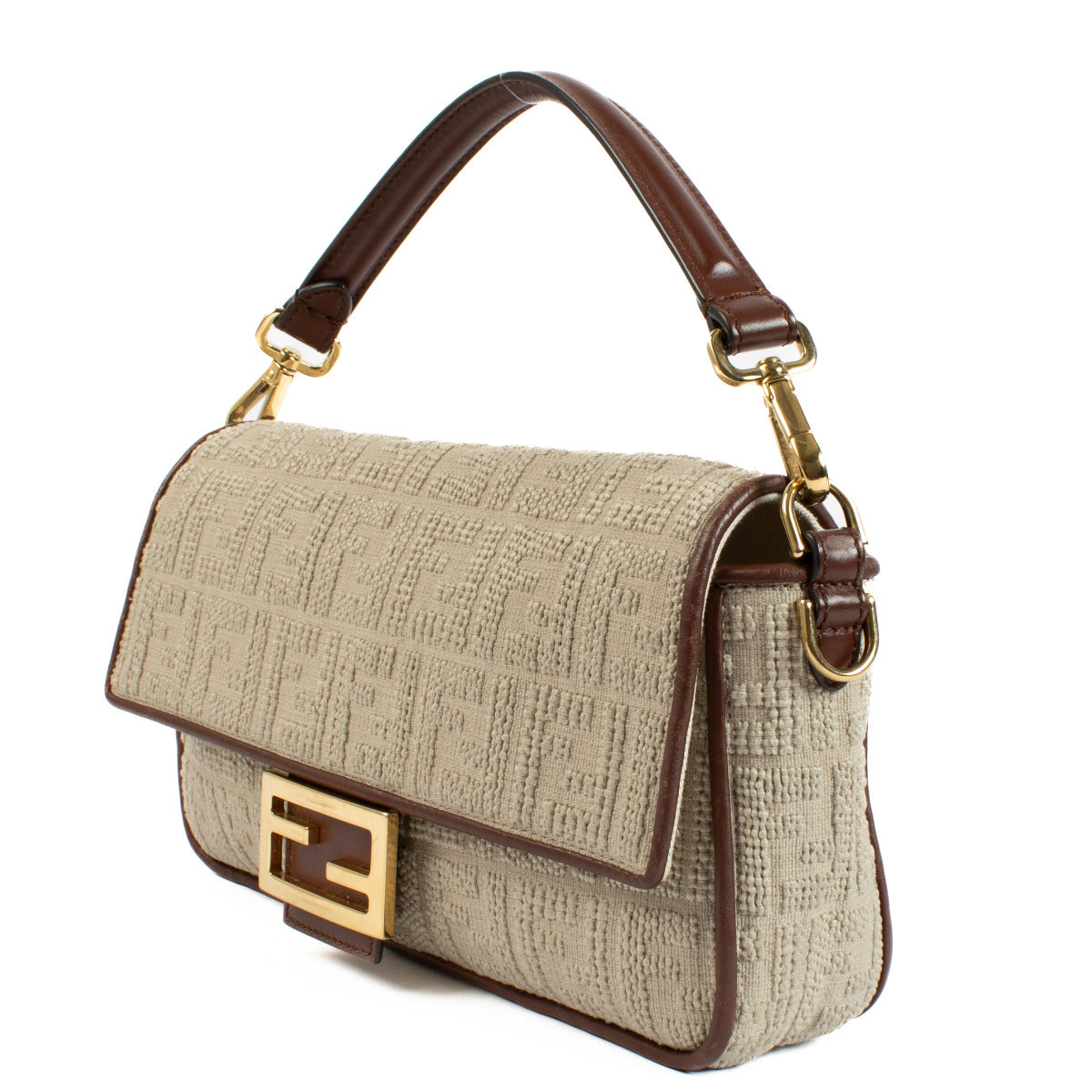 Fendi Zucca Embroidered Canvas Baguette Bag
