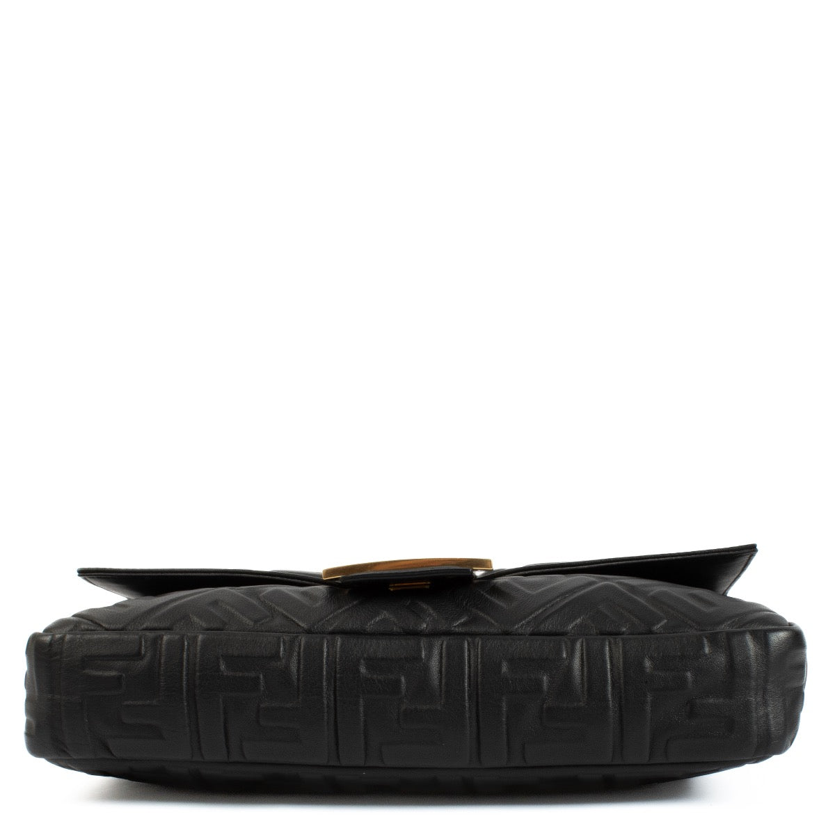 Fendi Black Zucca Embossed Large Baguette Bag