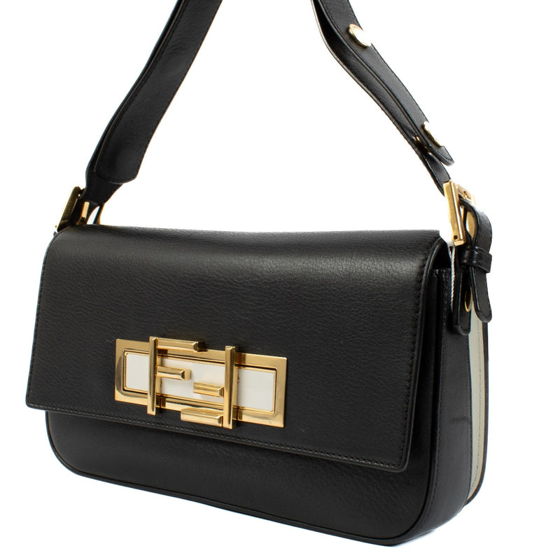 Fendi Black Leather 3Baguette Shoulder Bag