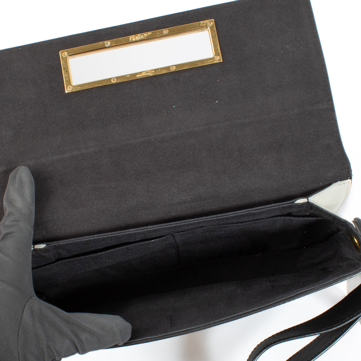 Fendi Black Leather 3Baguette Shoulder Bag