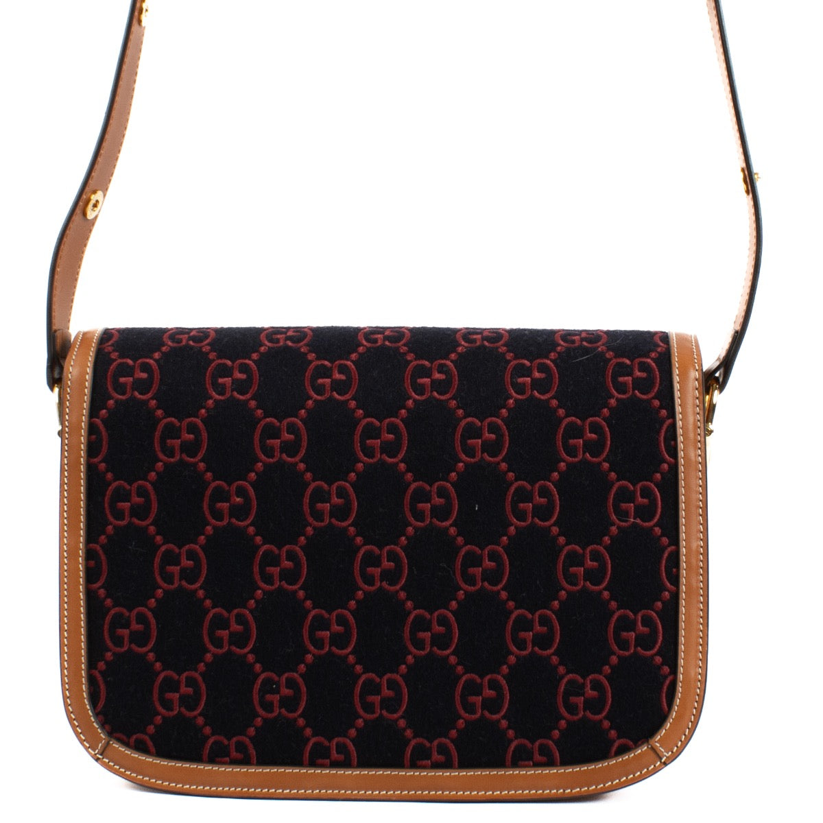 Shop safe online at Labellov in Antwerp, Brussels and Knokke this 100% authentic second hand Gucci Blue Wool Horsebit 1955 Shoulder Bag