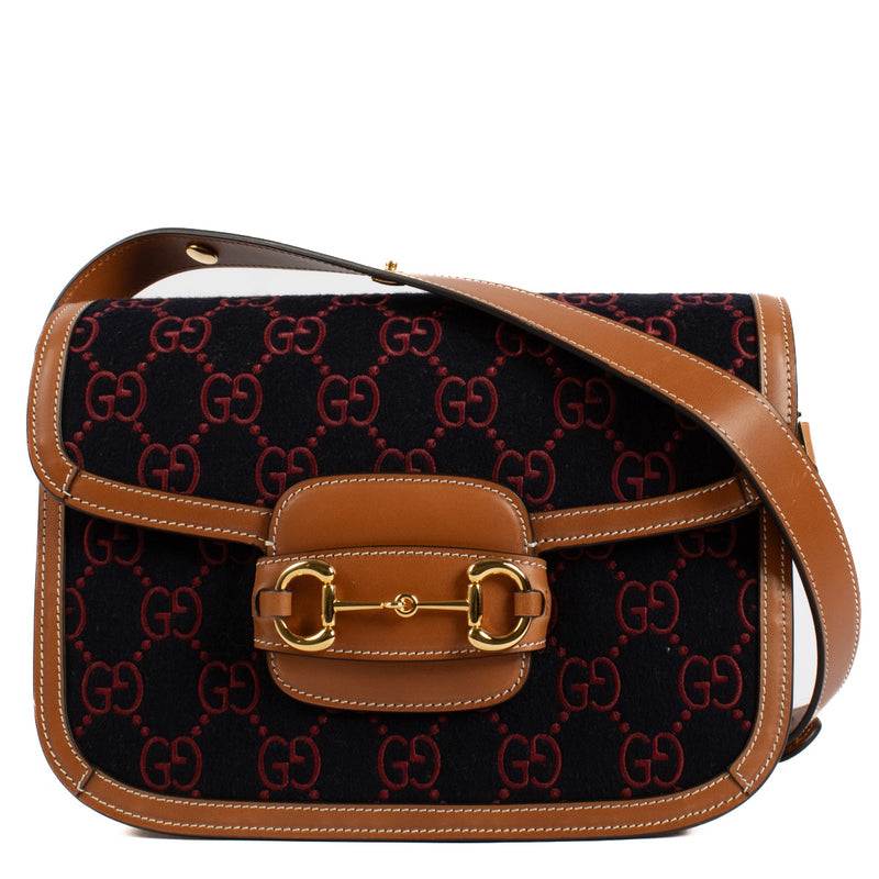 Shop safe online at Labellov in Antwerp, Brussels and Knokke this 100% authentic second hand Gucci Blue Wool Horsebit 1955 Shoulder Bag
