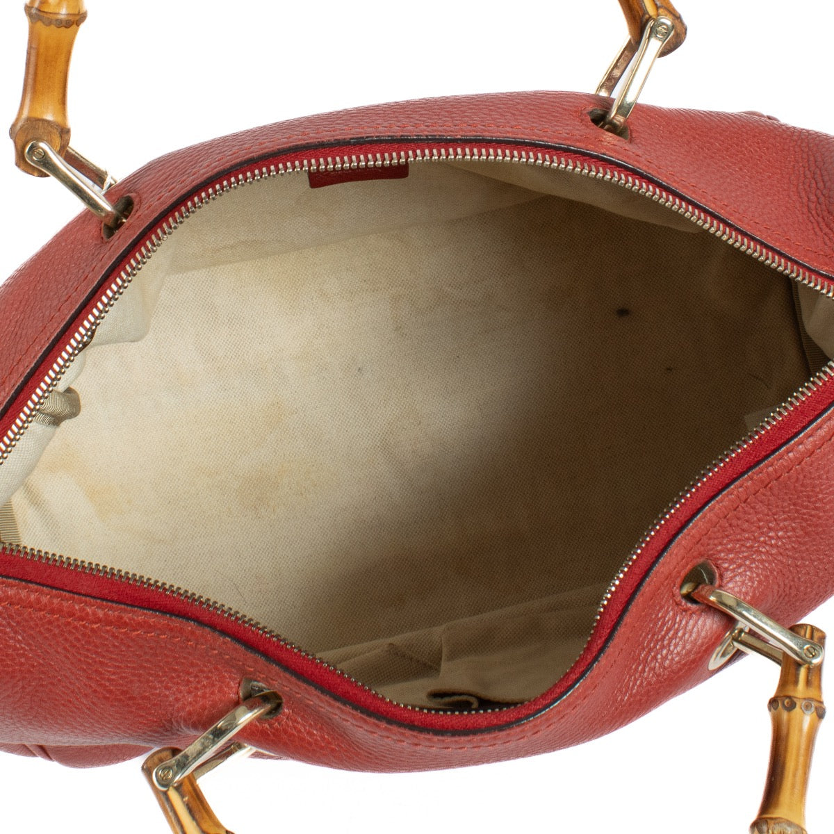 Gucci Bordeaux Kalfsleren Medium Bamboo Shopper Boston Tas