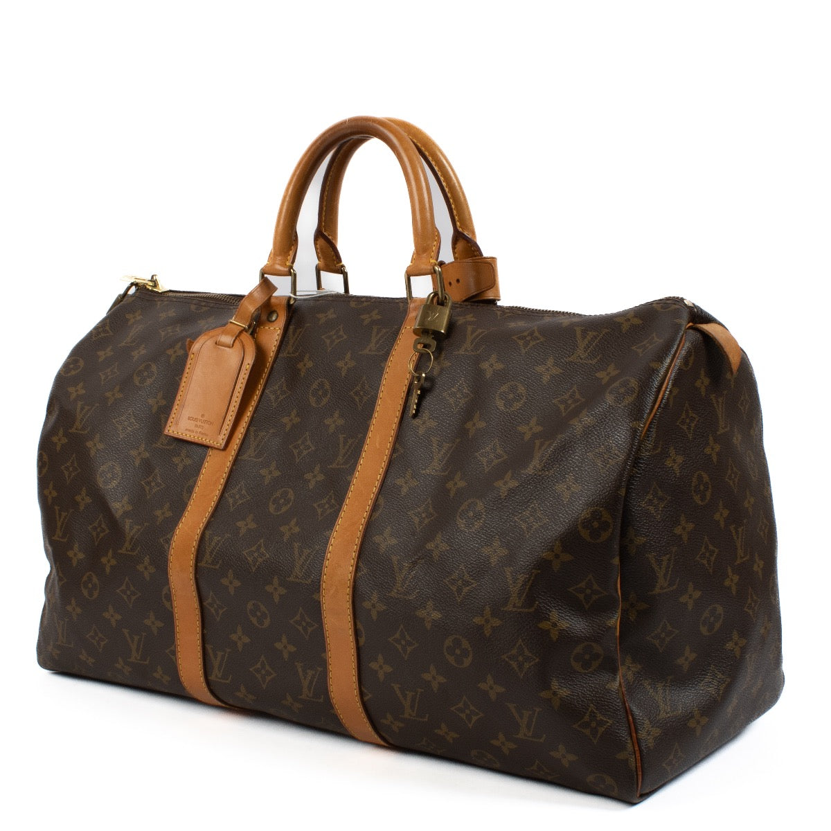 Shop safe online at Labellov in Antwerp, Brussels and Knokke this 100% authentic second hand Louis Vuitton Monogram Canvas Keepall 50.